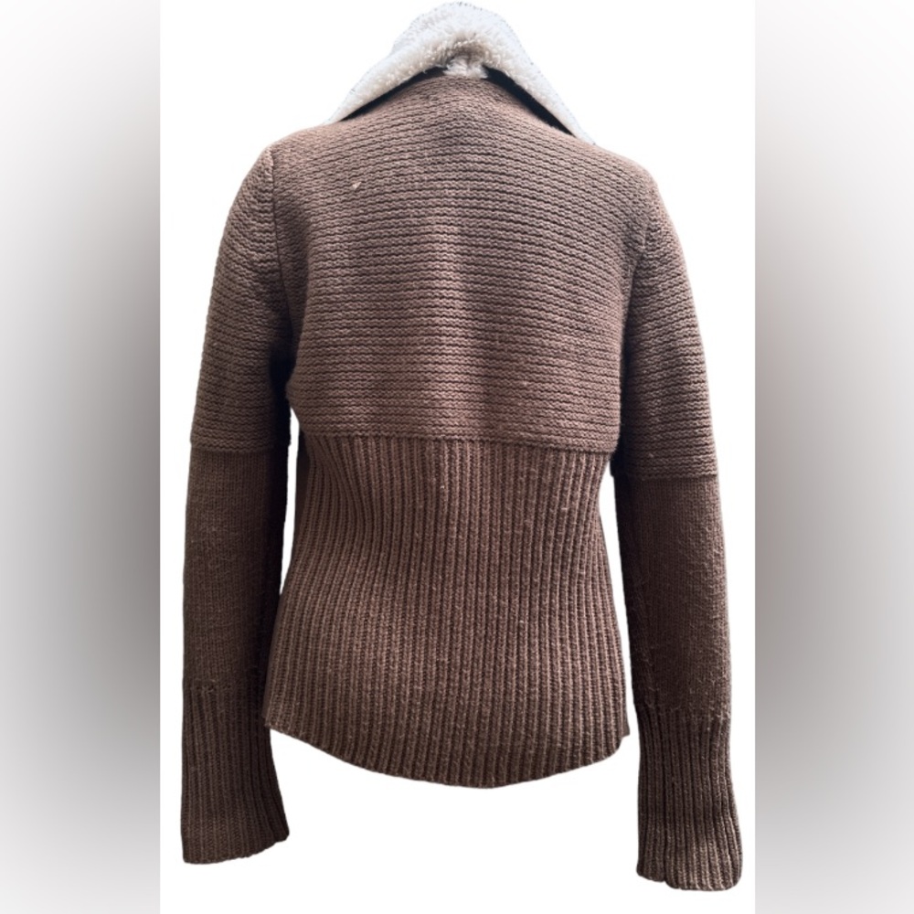 Grace Elements Brown Sweater Jacket Small Sherpa … - image 3